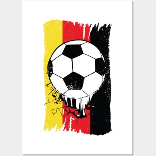 Vintage German Flag with Football // Retro Germany Soccer Posters and Art